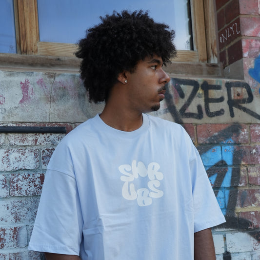 light cyan-blue tee